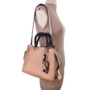 COACH Rogue 25 Handbag Beechwood Pebbled Leather Top Handle Strap Shoulder Bag